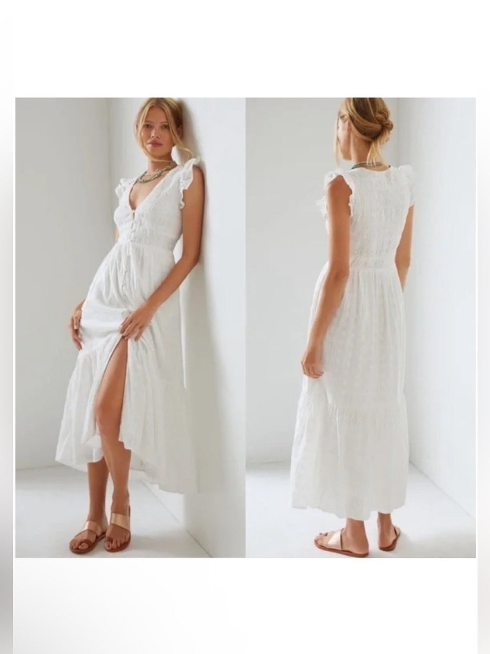 THE PEREGRINE MIDI DRESS WHITE NWT LARGE